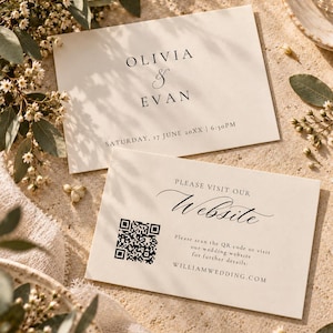 Wedding Website Card Template Editable Canva QR Code Invitation Insert (Digital Download) W003