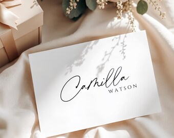 Modèle de carte de lieu de mariage minimaliste, cartes de visite modernes, conception de toile modifiable (téléchargement numérique) W001