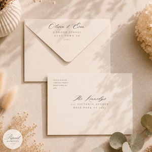 Old Money Wedding Envelope Template, Editable Canva Wedding Address Envelope, Elegant Script Wedding Mailer, W003