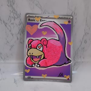 Cartão Pokémon Slowpoke Valentines - Pintado à mão