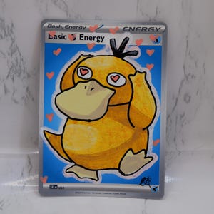 Cartão Pokémon Psyduck Valentines - Pintado à mão