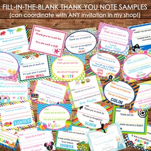 Girl or Boy Fill In The Blank Thank You Note Cards with Envelopes Made to match ANY of my invitations image 1