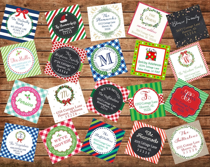 30 Christmas / Holiday Address Labels Stickers - Made to match ANY of my Christmas cards