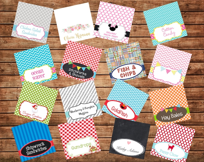 Party Food Tent Cards or Place Cards - Made to match ANY of my invitations