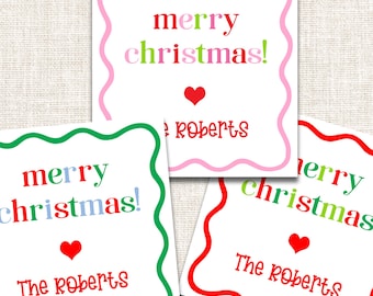 Personalized Christmas Gift Tags, Christmas Enclosure Cards, Christmas Gift Stickers