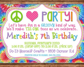 Tie Dye Invitation Etsy