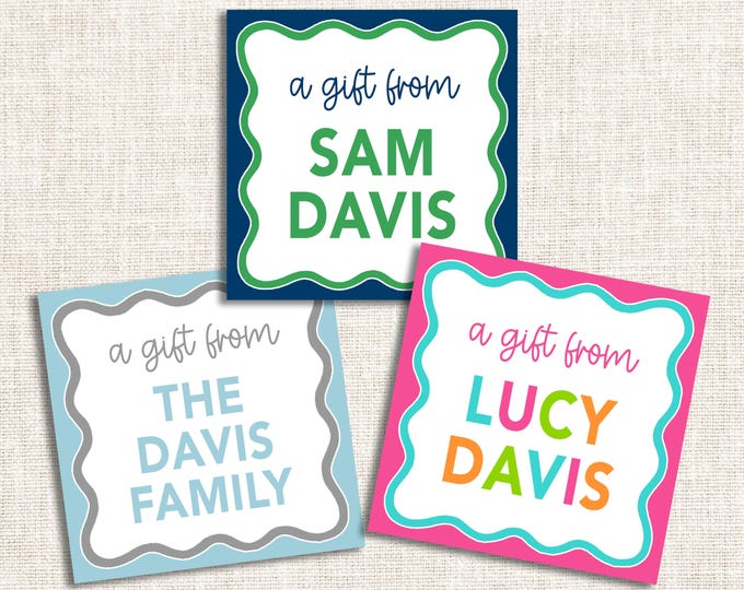 Personalized Custom Gift Tags, Enclosure Cards, Gift Stickers, Family Gift Tags