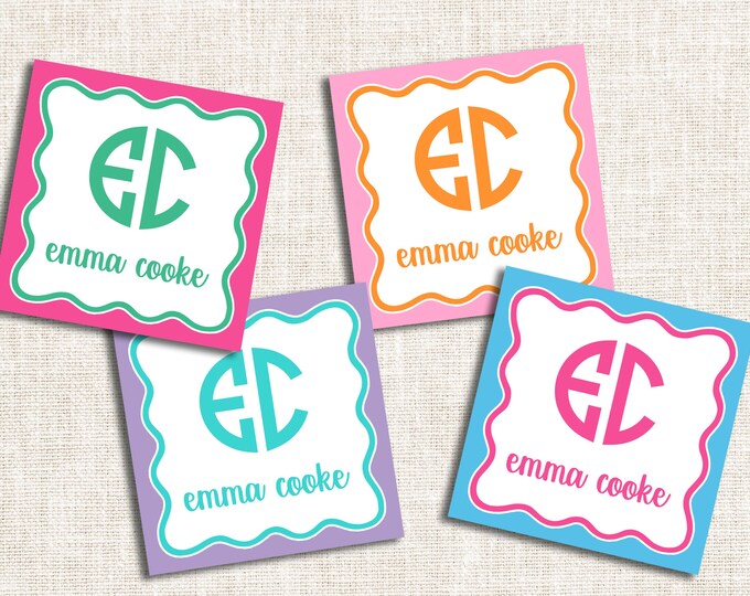 Personalized Custom Gift Tags, Enclosure Cards, Gift Stickers, Monogram Gift Tags