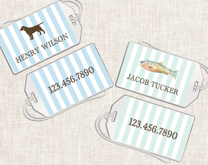 Personalized Luggage Tag, Boy Luggage Tag, Dog Luggage Tag, Puppy Luggage Tag, Fish Luggage Tag