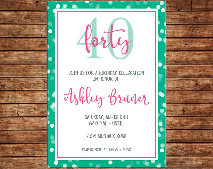 Girl Invitation Milestone 16th 21st 40th 50th 60th Birthday Party - Can personalize colors /wording - Printable File or Printed Cards