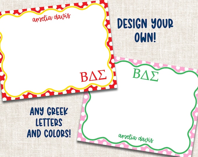 Personalized Custom Sorority Stationery, Greek Letter Stationery, Sorority Notecards, Greek Notecards