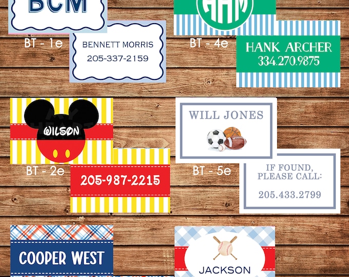 Boy Personalized Luggage Bag Tag with Name, Monogram, Clipart, etc - Design your own - ONE DESIGN