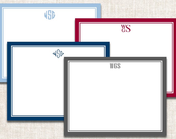 Personalized Custom Boy Stationery, Men Notecards, Flat Note Cards, Preppy Stationery