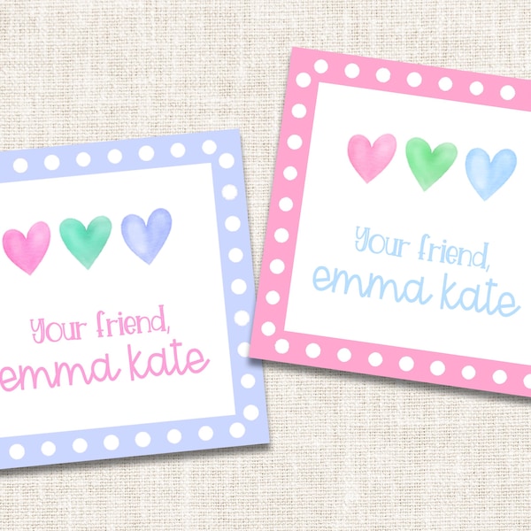 Personalized Girl Gift Tags, Enclosure Cards, Gift Stickers, Heart Gift Tags