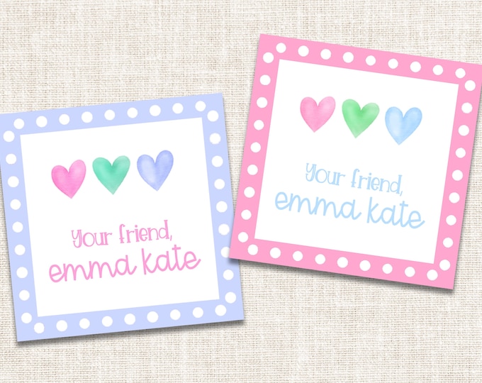 Personalized Girl Gift Tags, Enclosure Cards, Gift Stickers, Heart Gift Tags