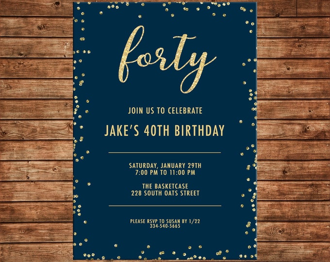Invitation 16th 21st 40th 50th 60th Glitter Confetti Birthday Party - Can personalize colors /wording - Printable File or Printed Cards