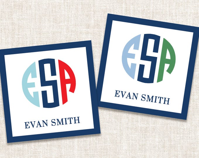 Personalized Boy Gift Tags, Boy Enclosure Cards, Boy Gift Stickers, Monogram Gift Tags