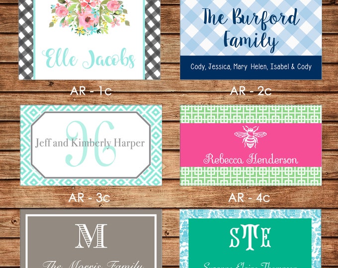 20 Rectangle Personalized Family Sibling Boy Girl Enclosure Cards, Gift Stickers, Gift Tags