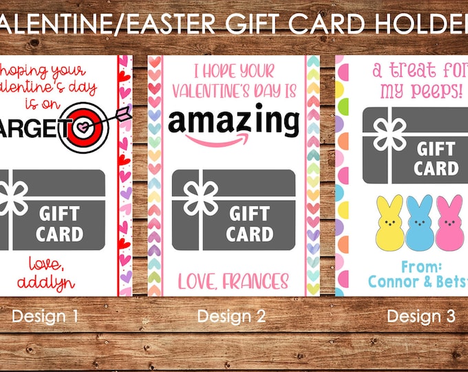 Easter / Valentines Gift Card Holders for Teachers etc with envelopes - Printable File or Printed Cards