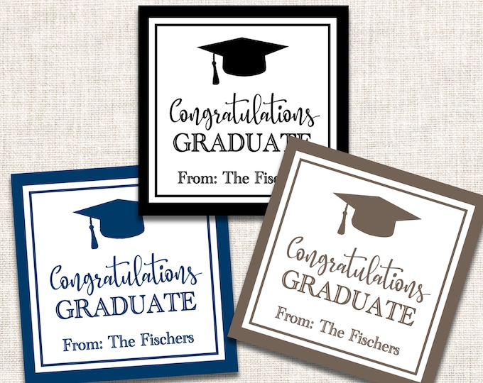 Personalized Graduation Gift Tags, Graduation Enclosure Cards, Graduation Gift Stickers