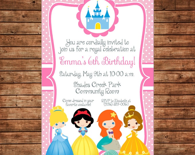 Girl Invitation Princess Castle Royal Celebration Birthday Party - Can personalize colors /wording - Printable File or Printed Cards