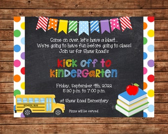 Boy or Girl Preschool Pre-K Kindergarten School Kick off Elementary Graduation Party Invitation - DIGITAL FILE