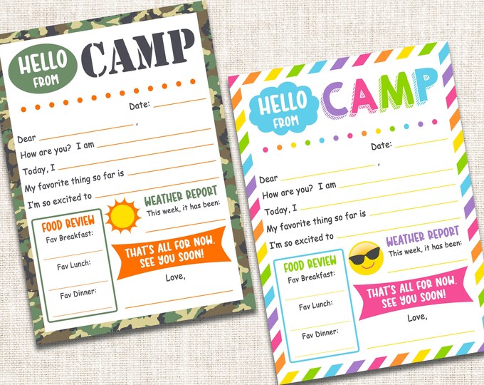 Personalized Camp Notecards, fill in the blank camp notecards, fill-in-the-blank camp stationery
