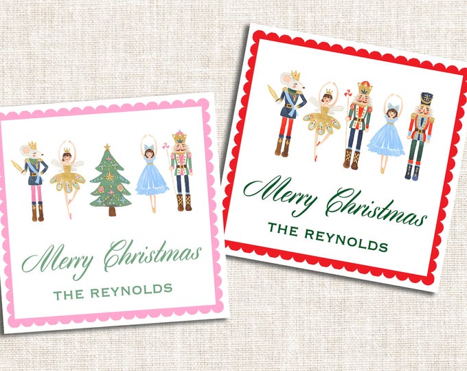 Personalized Christmas Gift Tags, Christmas Enclosure Cards, Christmas Gift Stickers, Nutcracker Design
