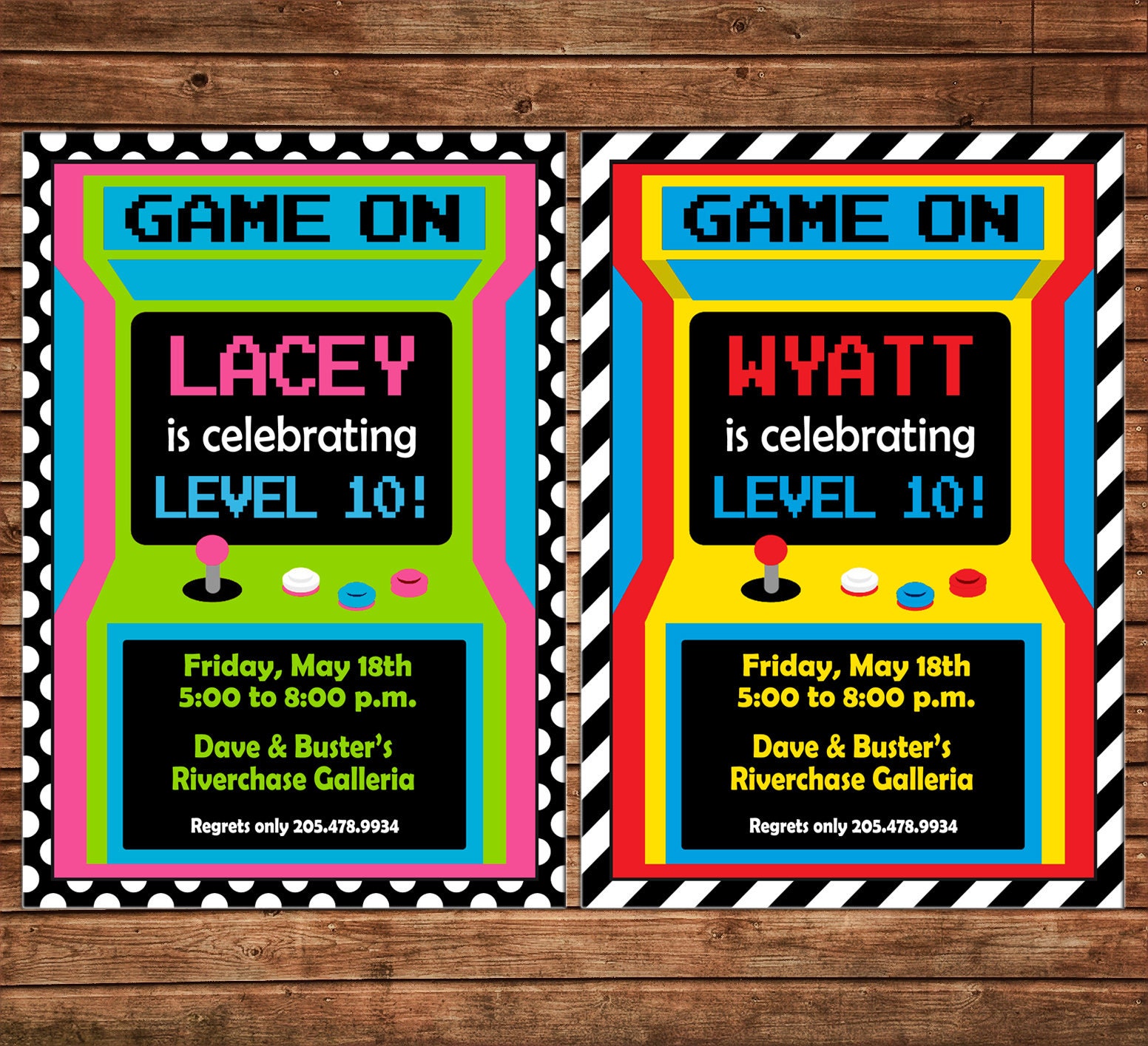 Boy Or Girl Invitation Video Game Gaming Arcade Birthday Party Can Personalize Colors Wording Printable File Or Printed Cards