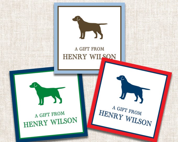 Personalized Boy Gift Tags, Boy Enclosure Cards, Boy Gift Stickers, Dog Gift Tags