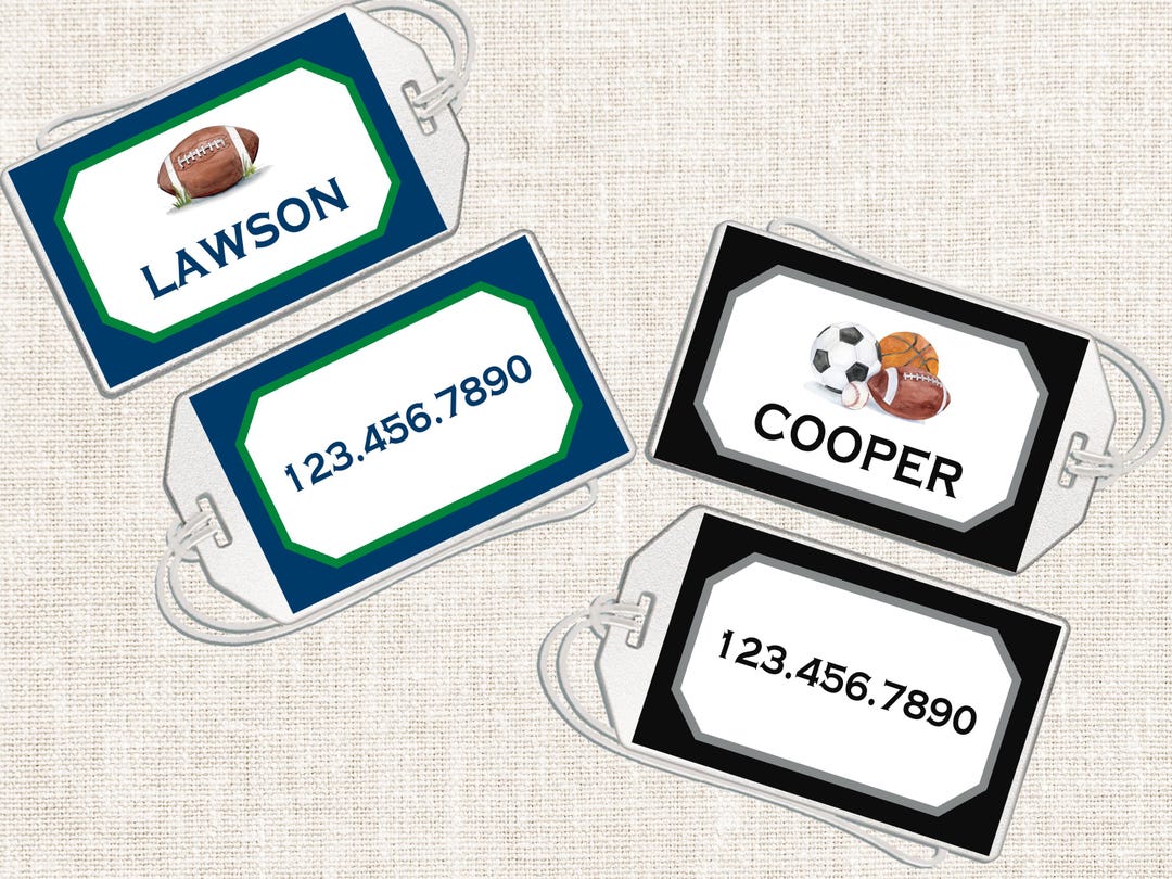 Personalized Boy Luggage Tag, Boy Luggage Tag, Sports Luggage Tag ...