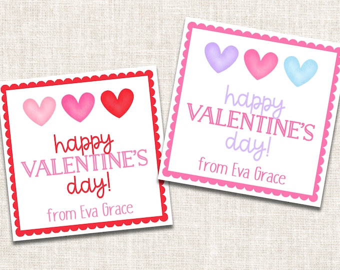 Personalized Valentine Gift Tags, Valentine Enclosure Cards, Valentine Gift Stickers