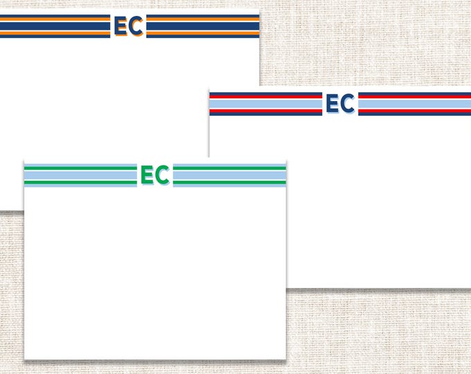 Personalized Custom Boy Stationery, Men Notecards, Flat Note Cards, Preppy Stationery