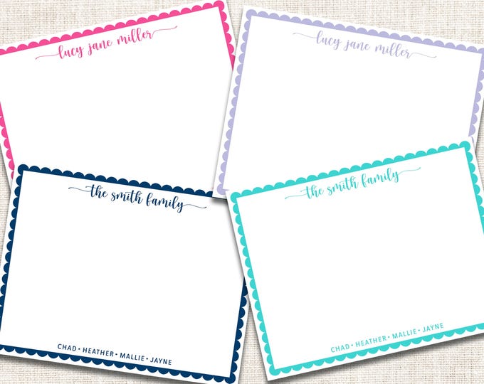 Personalized Stationery, Personalized Notecards, Flat Note Cards, Preppy Stationery