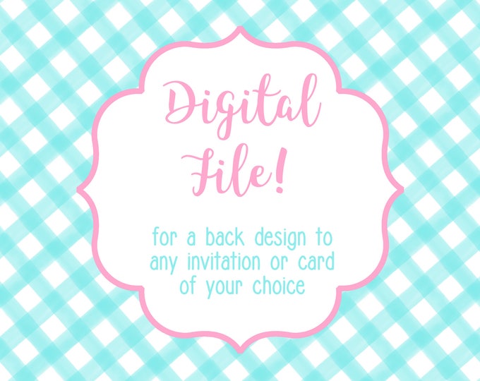 DIGITAL FILE for Back of Card design Invitation Holiday Christmas Card Announcement - Use this link to purchase a printable file