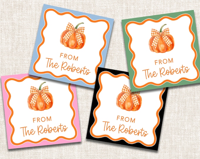 Personalized Halloween Fall Thanksgiving Gift Tags, Enclosure Cards, Gift Stickers