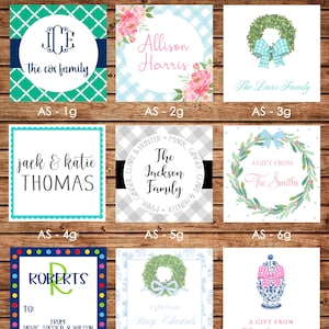 24 Square Personalized Family Sibling Boy Girl Enclosure Cards, Gift Stickers, Gift Tags