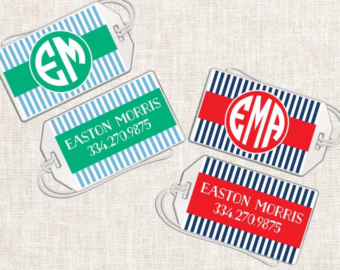 Personalized Boy Luggage Tag, Boy Luggage Tag, Preppy Luggage Tag