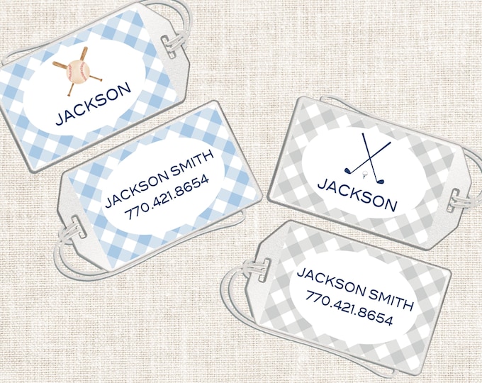 Personalized Boy Luggage Tag, Boy Luggage Tag, Baseball Luggage Tag, Golf Luggage Tag