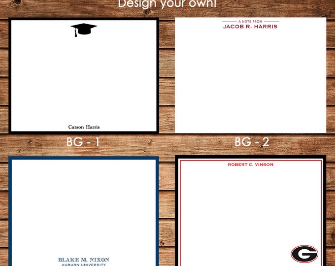 Personalized Boy Grad Graduation Flat Notes Notecards Stationery with Envelopes - Design your own - Choose ONE DESIGN