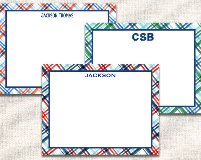 Personalized Boy Stationery, Boy Personalized Notecards, Boy Flat Note Cards, Preppy Stationery