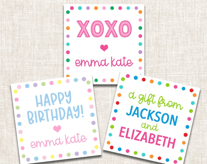 Personalized Gift Tags, Enclosure Cards, Gift Stickers, Birthday Gift Tags