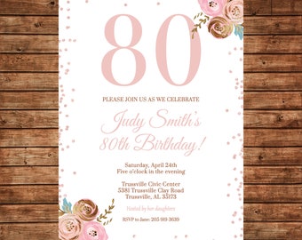 Watercolor Flowers Floral Glitter Invitation Shower Tea  Birthday Party - Can personalize colors /wording - Printable File or Printed Cards