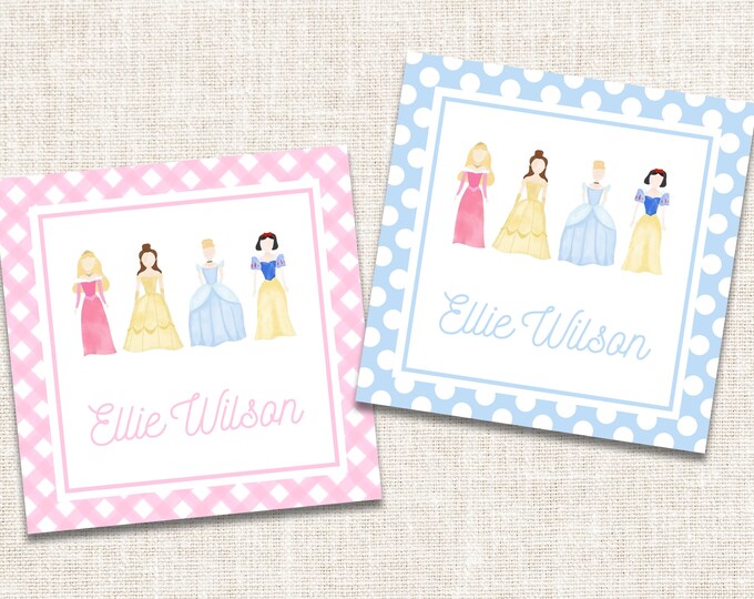 Personalized Girl Gift Tags, Girl Enclosure Cards, Girl Gift Stickers, Princess Gift Tags