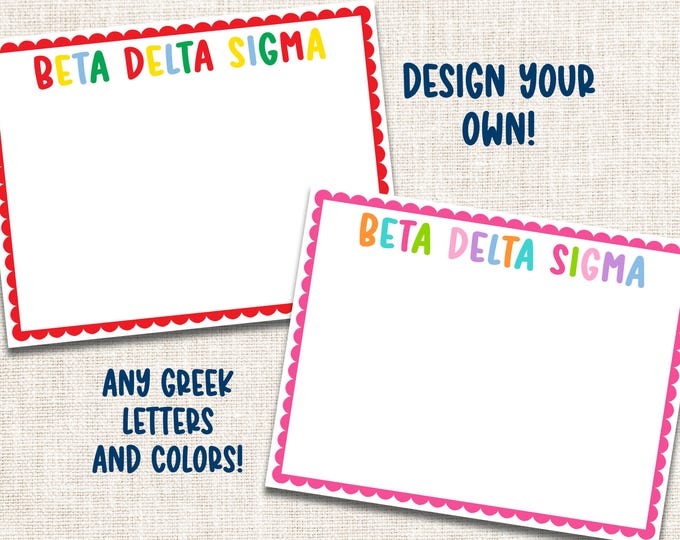 Personalized Custom Sorority Stationery, Greek Letter Stationery, Sorority Notecards, Greek Notecards