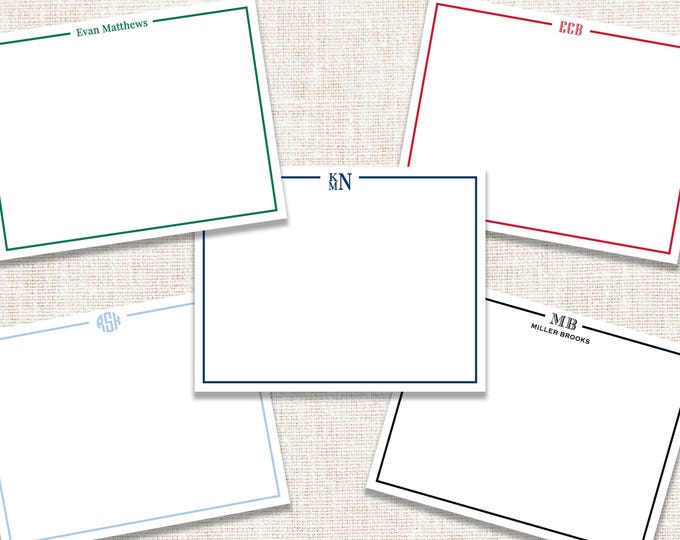 Personalized Custom Boy Stationery, Men Notecards, Flat Note Cards, Preppy Stationery