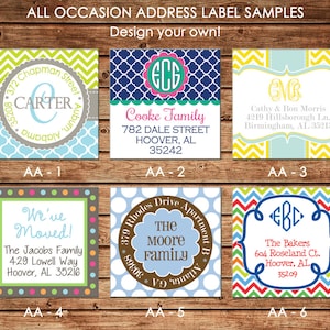 30 Square Personalized All Occasion / Adult / Family Return Address Labels / Stickers - Choose ONE DESIGN