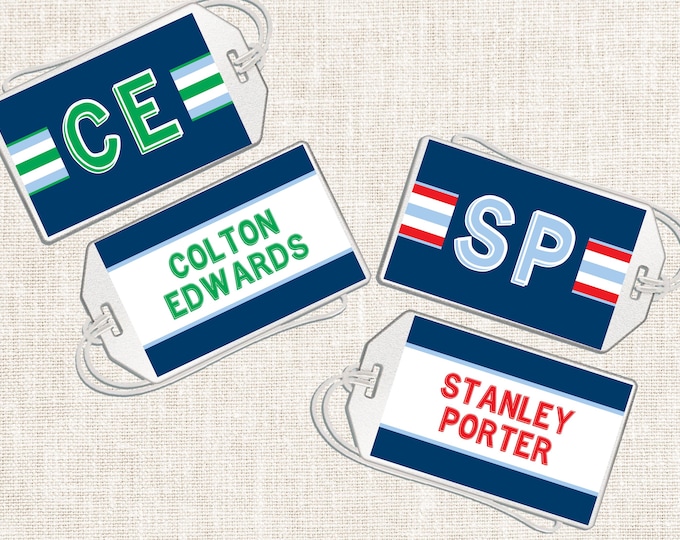 Personalized Boy Luggage Tag, Boy Luggage Tag, Preppy Luggage Tag
