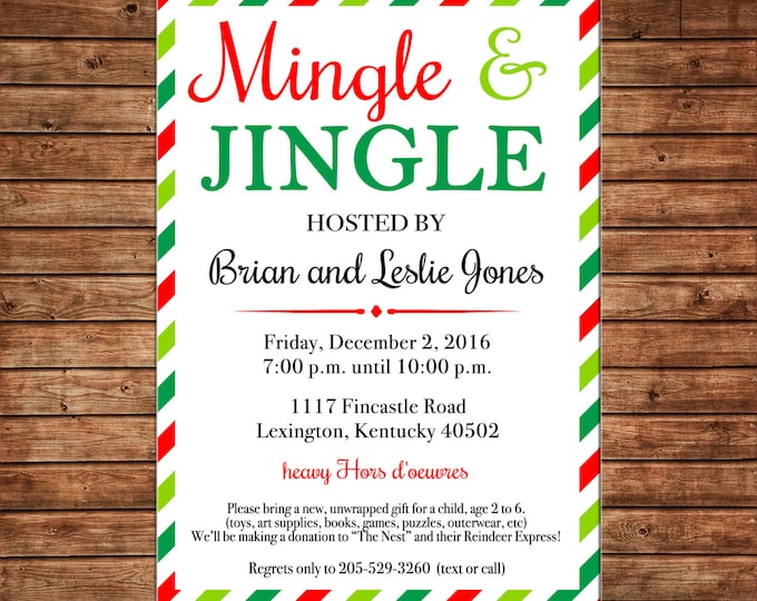 Christmas Holiday Invitation Open House Company Adult Party - Can personalize colors /wording - Printable File or Printed Cards