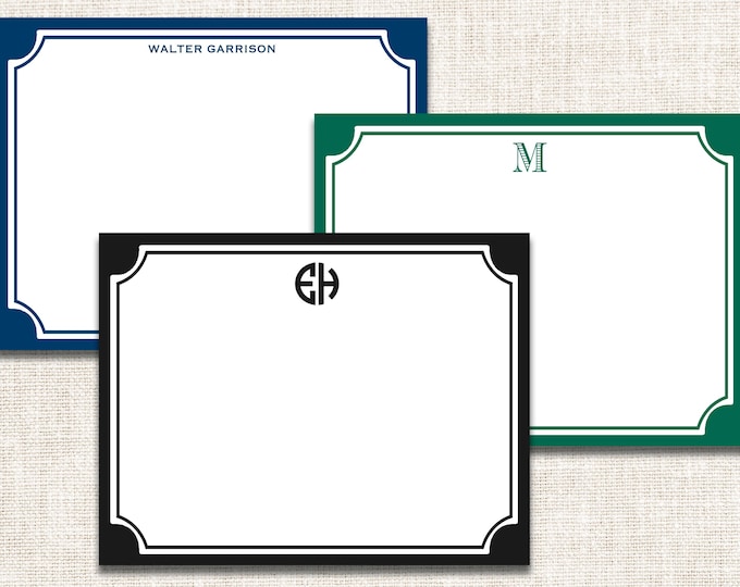 Personalized Custom Boy Stationery, Men Notecards, Flat Note Cards, Preppy Stationery